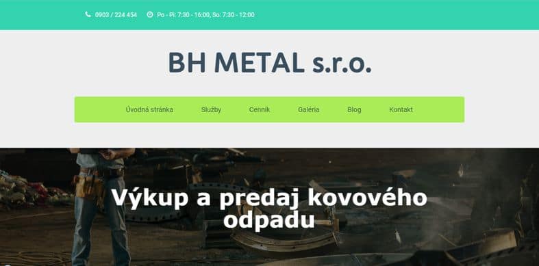 redesign web stranky bhmetal.sk
